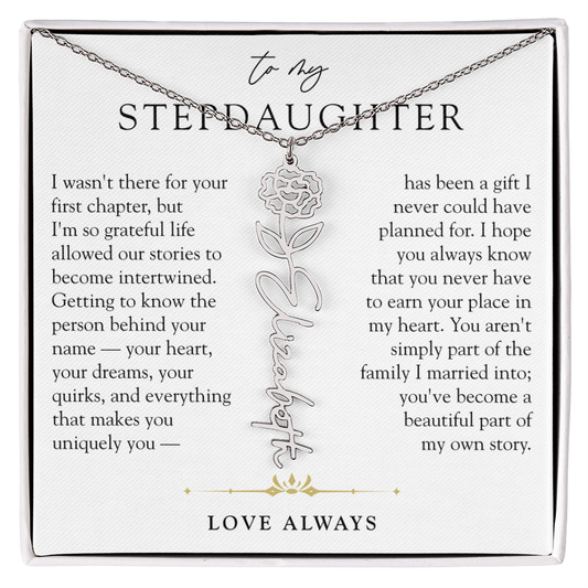 Step Daughter Birth Flower Custom Name Necklace | A Beautiful Part Of My Story