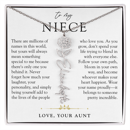 Niece Birth Flower Custom Name Necklace | There's Only One You