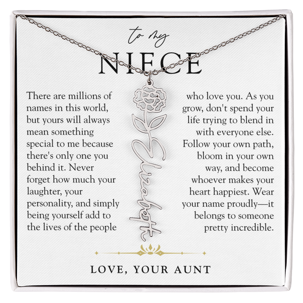Niece Birth Flower Custom Name Necklace | There's Only One You