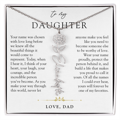 Daughter Birth Flower Custom Name Necklace | Wear Your Name Proudly