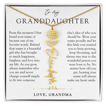 Granddaughter Birth Flower Custom Name Necklace | A Name So Precious