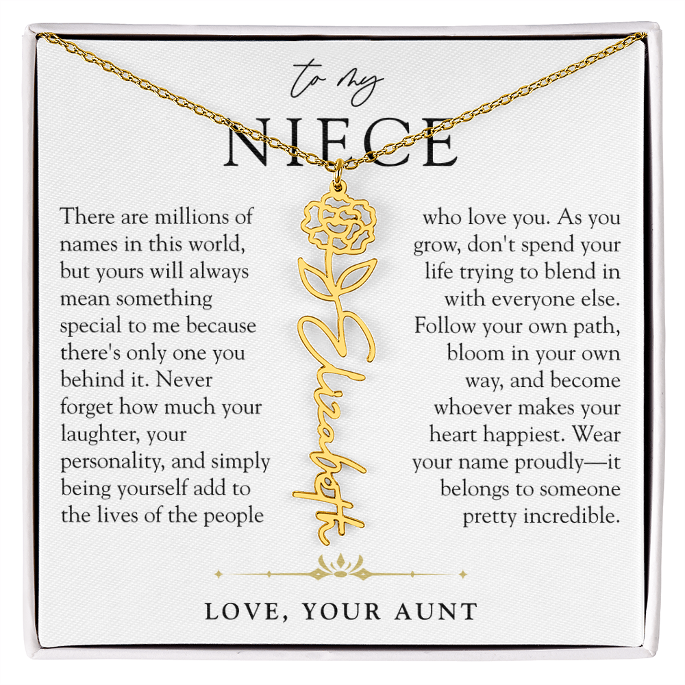 Niece Birth Flower Custom Name Necklace | There's Only One You