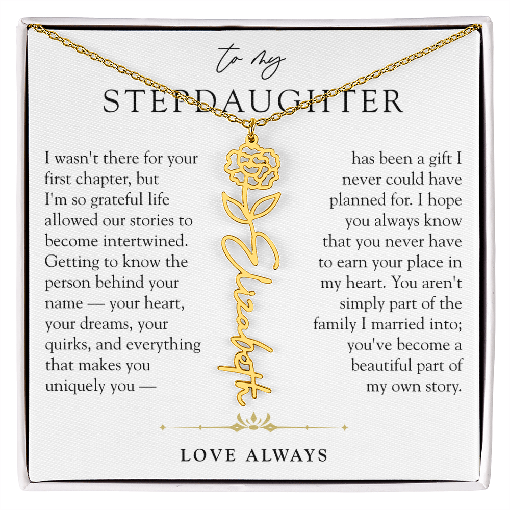 Step Daughter Birth Flower Custom Name Necklace | A Beautiful Part Of My Story