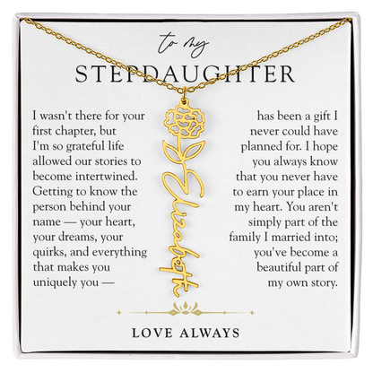 Step Daughter Birth Flower Custom Name Necklace | A Beautiful Part Of My Story