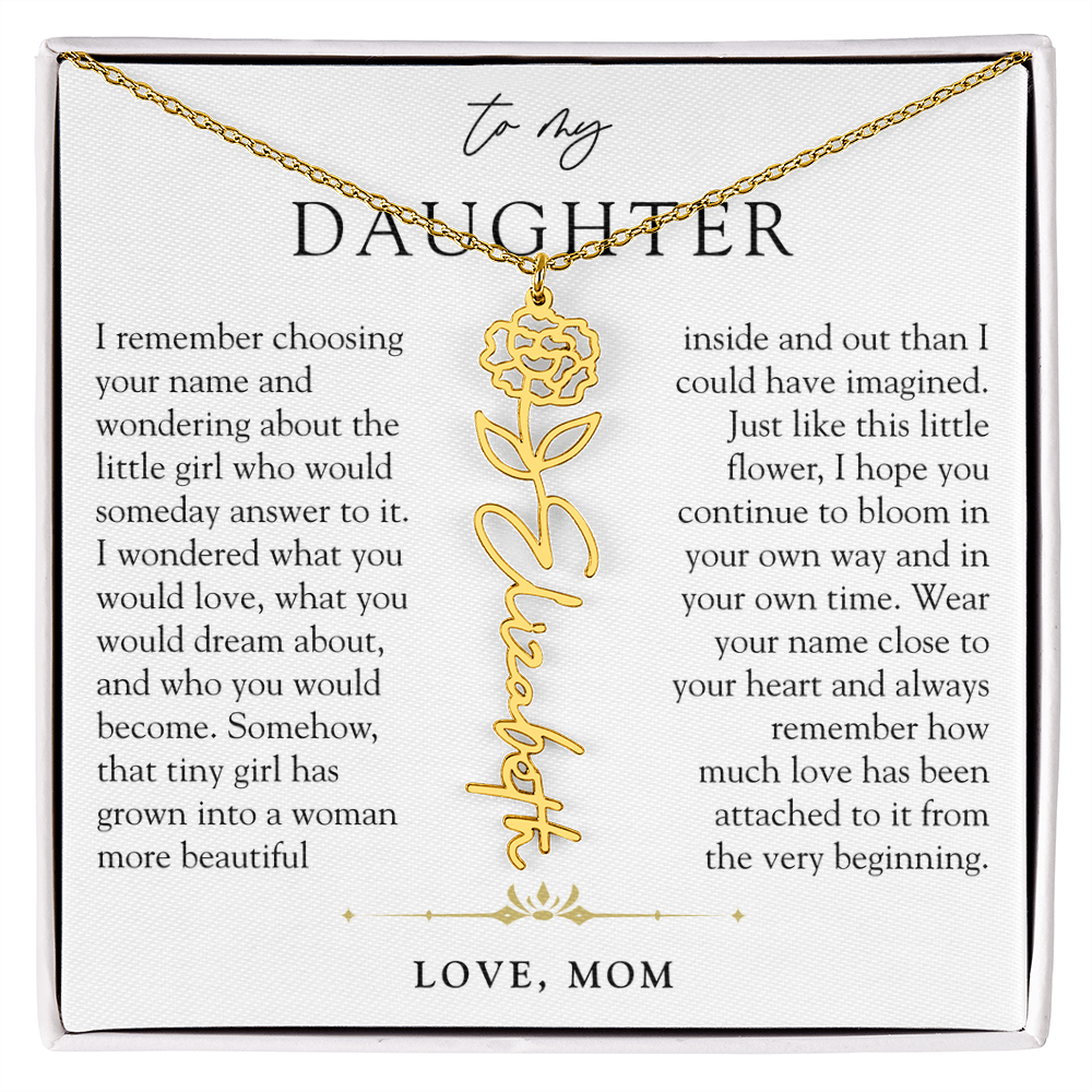 Daughter Birth Flower Custom Name Necklace | Watching You Bloom