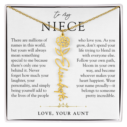 Niece Birth Flower Custom Name Necklace | There's Only One You