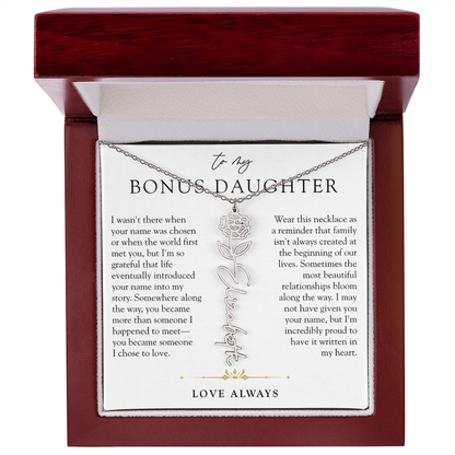 Bonus Daughter Birth Flower Custom Name Necklace | Chosen By Heart