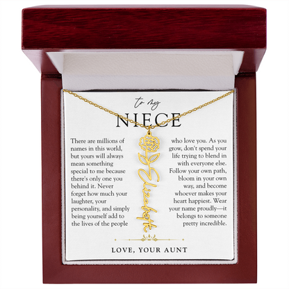 Niece Birth Flower Custom Name Necklace | There's Only One You