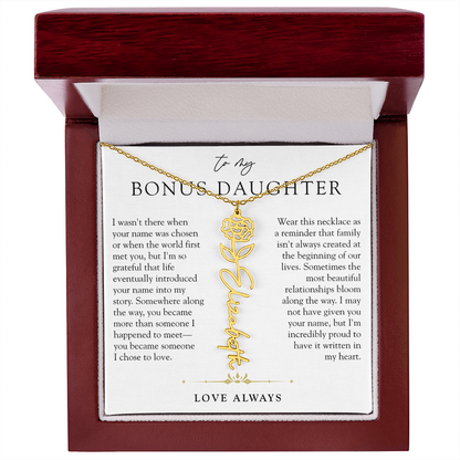 Bonus Daughter Birth Flower Custom Name Necklace | Chosen By Heart