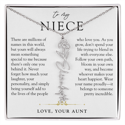 Niece Birth Flower Custom Name Necklace | There's Only One You