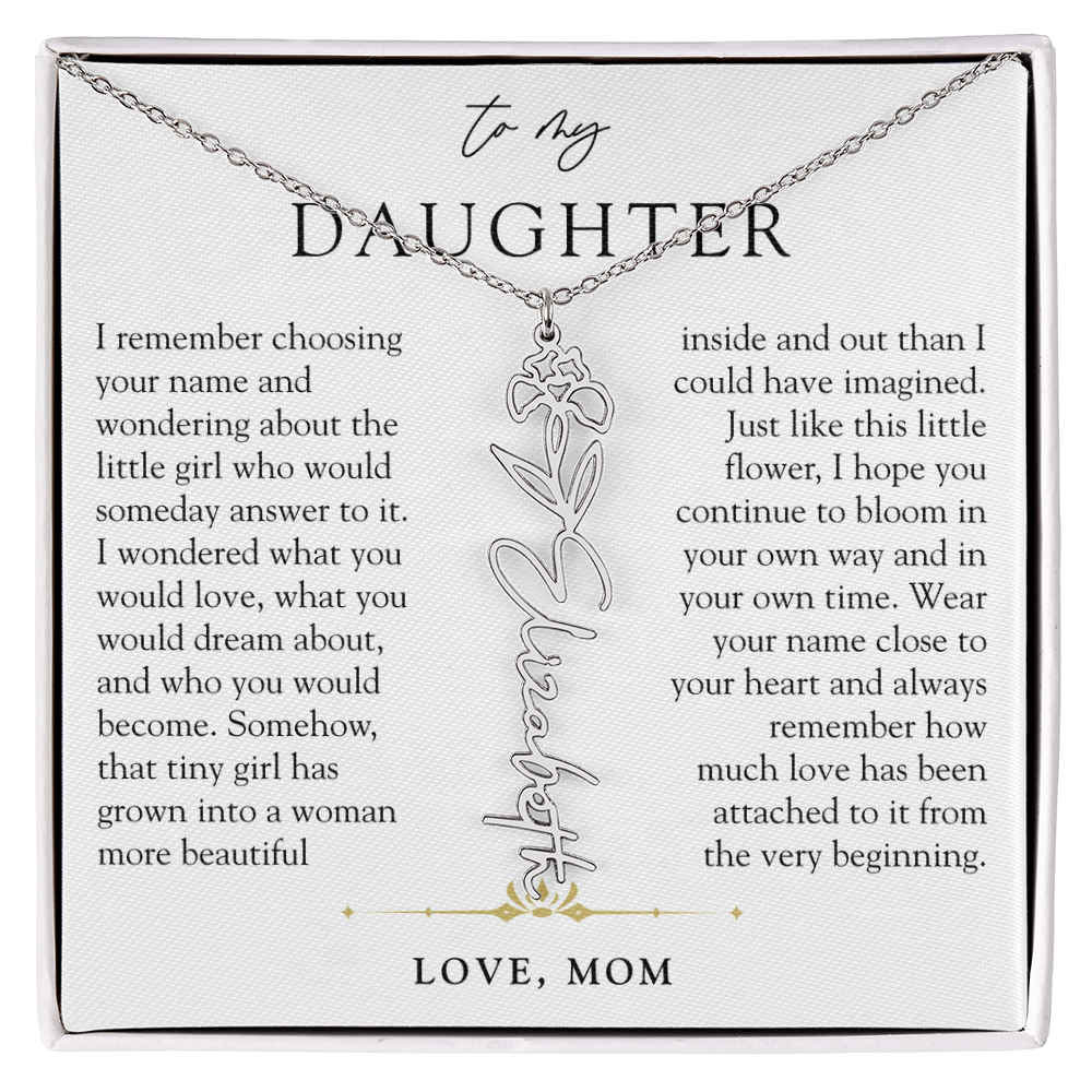 Daughter Birth Flower Custom Name Necklace | Watching You Bloom