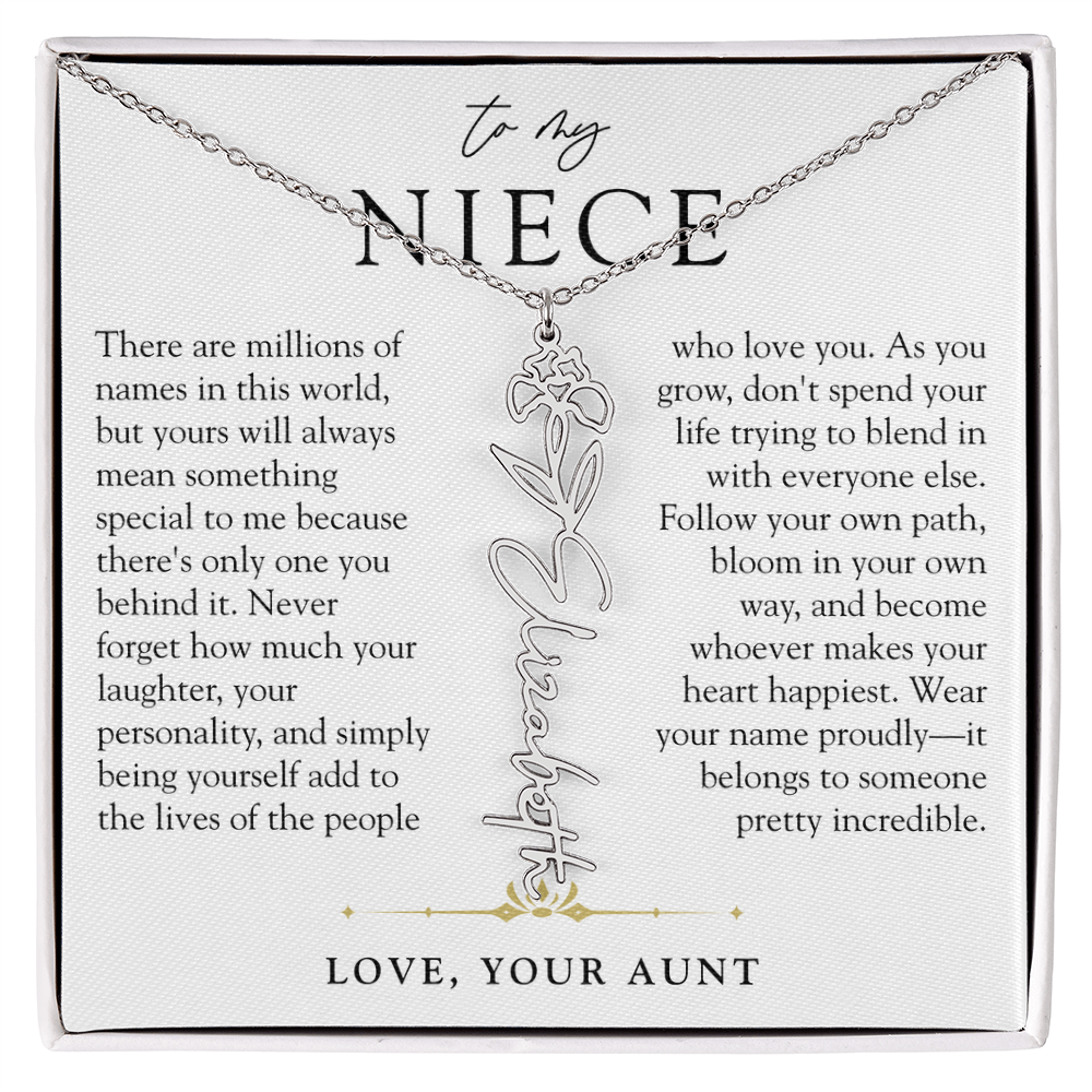 Niece Birth Flower Custom Name Necklace | There's Only One You