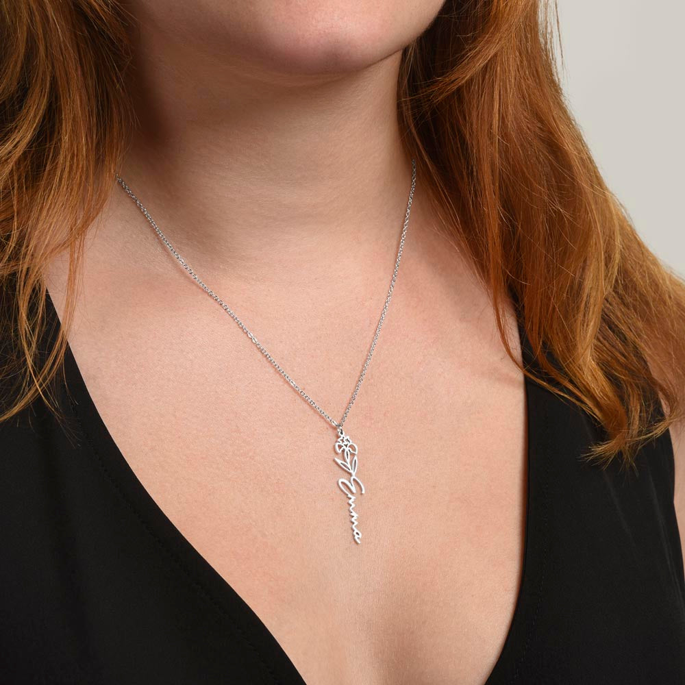 Bonus Daughter Birth Flower Custom Name Necklace | Chosen By Heart