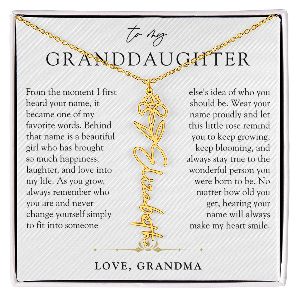 Granddaughter Birth Flower Custom Name Necklace | A Name So Precious