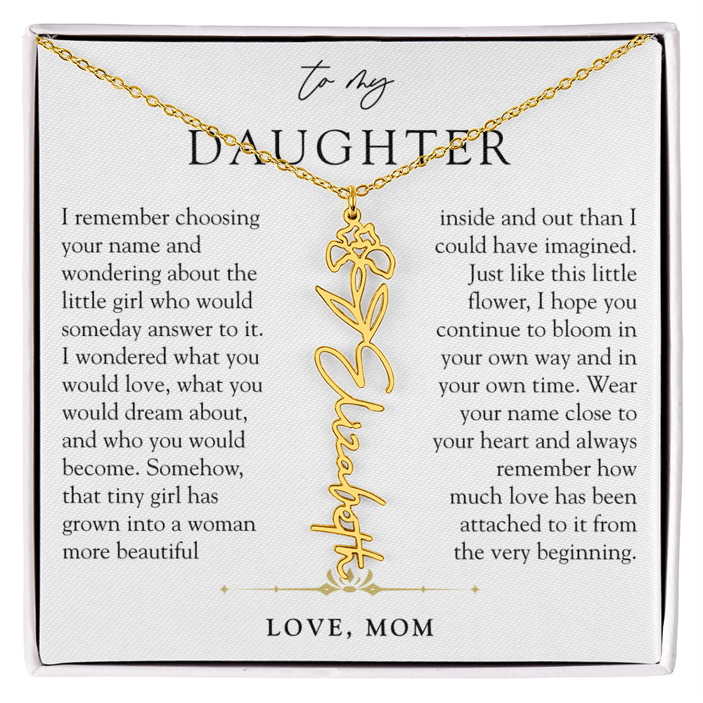 Daughter Birth Flower Custom Name Necklace | Watching You Bloom