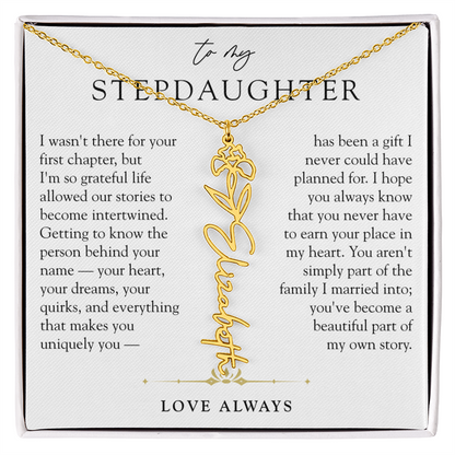 Step Daughter Birth Flower Custom Name Necklace | A Beautiful Part Of My Story