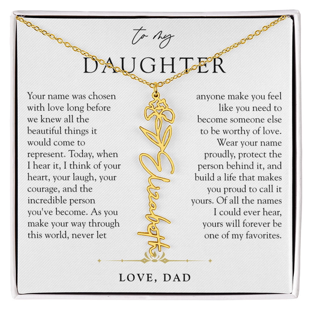 Daughter Birth Flower Custom Name Necklace | Wear Your Name Proudly