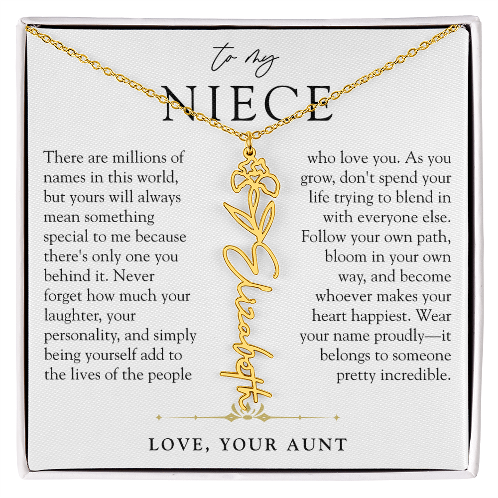 Niece Birth Flower Custom Name Necklace | There's Only One You