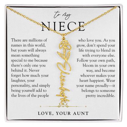 Niece Birth Flower Custom Name Necklace | There's Only One You