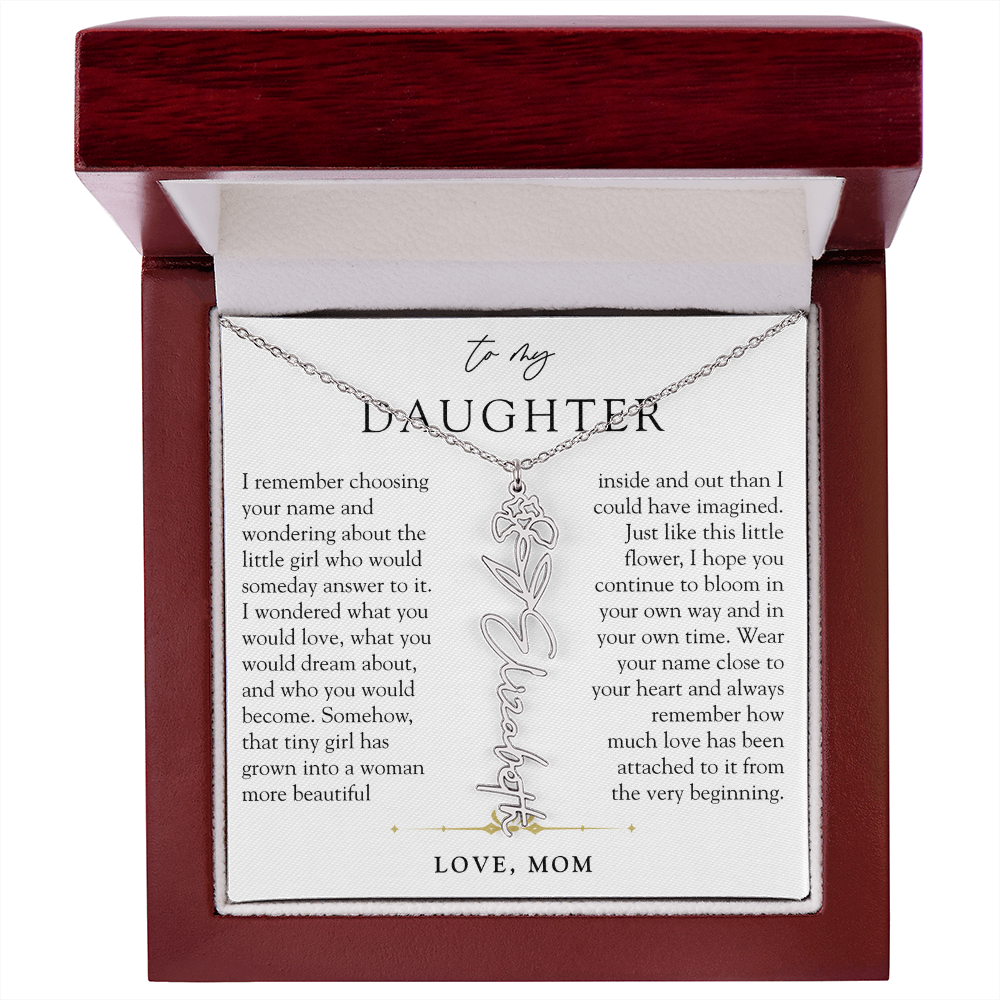 Daughter Birth Flower Custom Name Necklace | Watching You Bloom