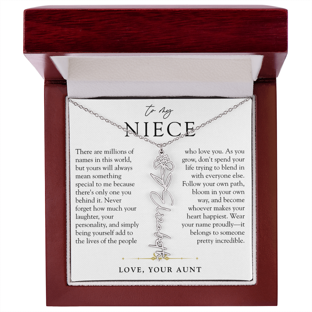 Niece Birth Flower Custom Name Necklace | There's Only One You