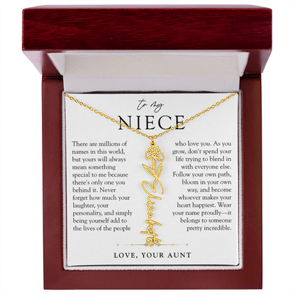 Niece Birth Flower Custom Name Necklace | There's Only One You