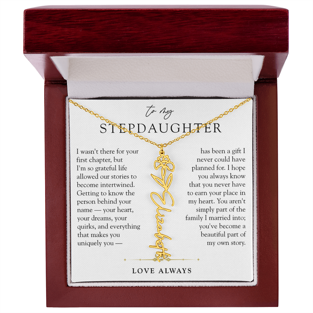 Step Daughter Birth Flower Custom Name Necklace | A Beautiful Part Of My Story