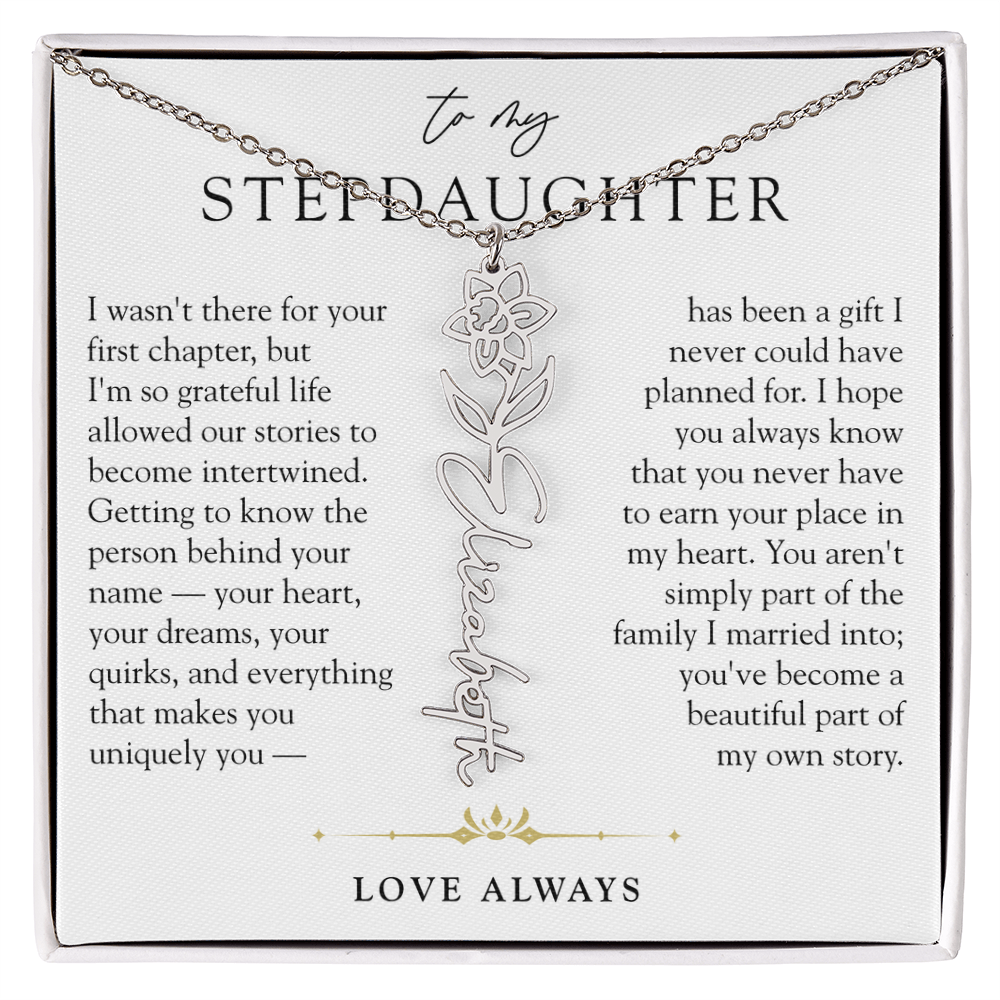 Step Daughter Birth Flower Custom Name Necklace | A Beautiful Part Of My Story