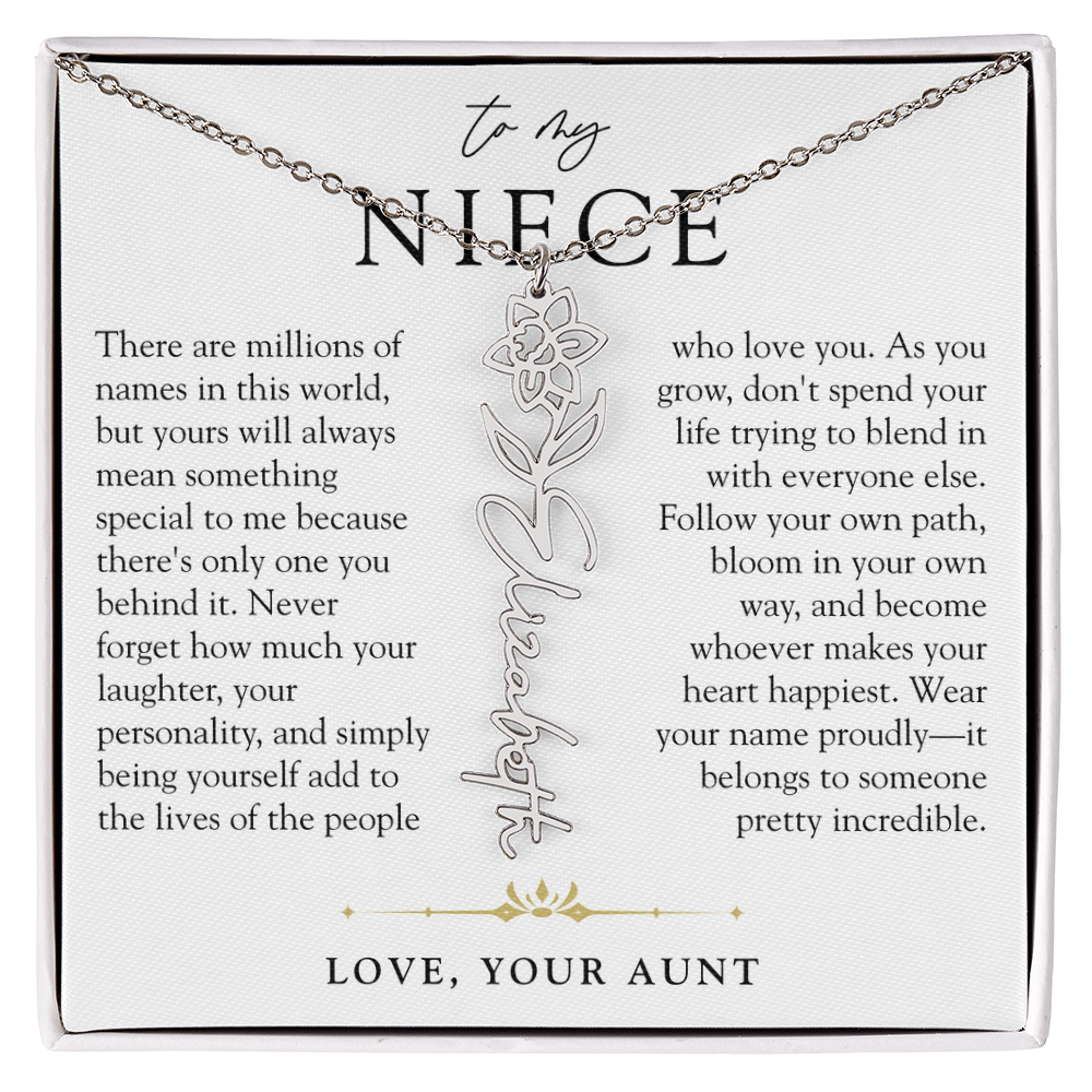 Niece Birth Flower Custom Name Necklace | There's Only One You