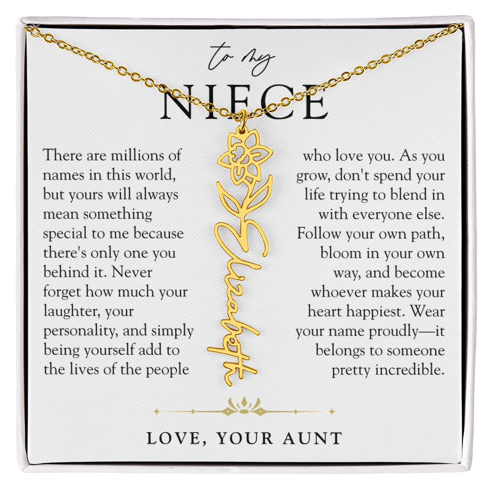 Niece Birth Flower Custom Name Necklace | There's Only One You