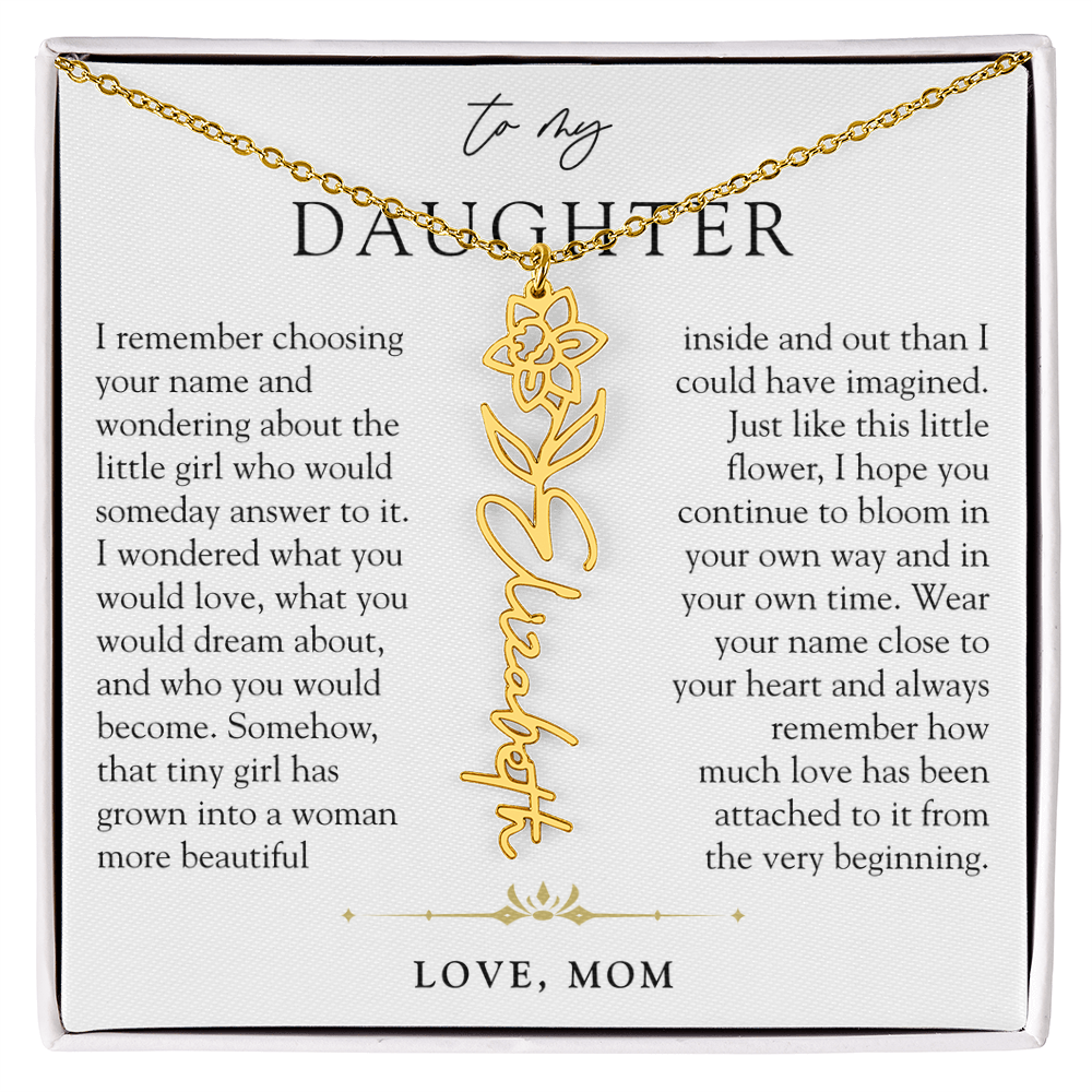 Daughter Birth Flower Custom Name Necklace | Watching You Bloom