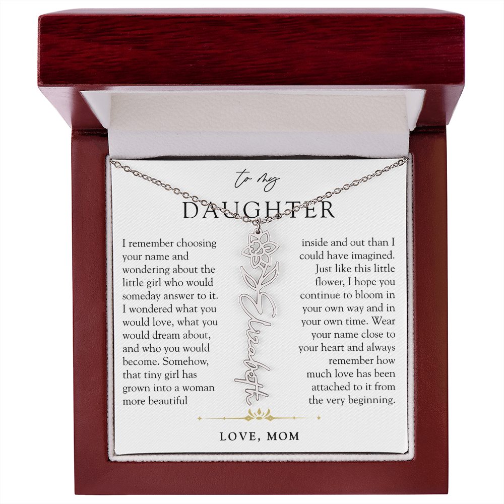 Daughter Birth Flower Custom Name Necklace | Watching You Bloom