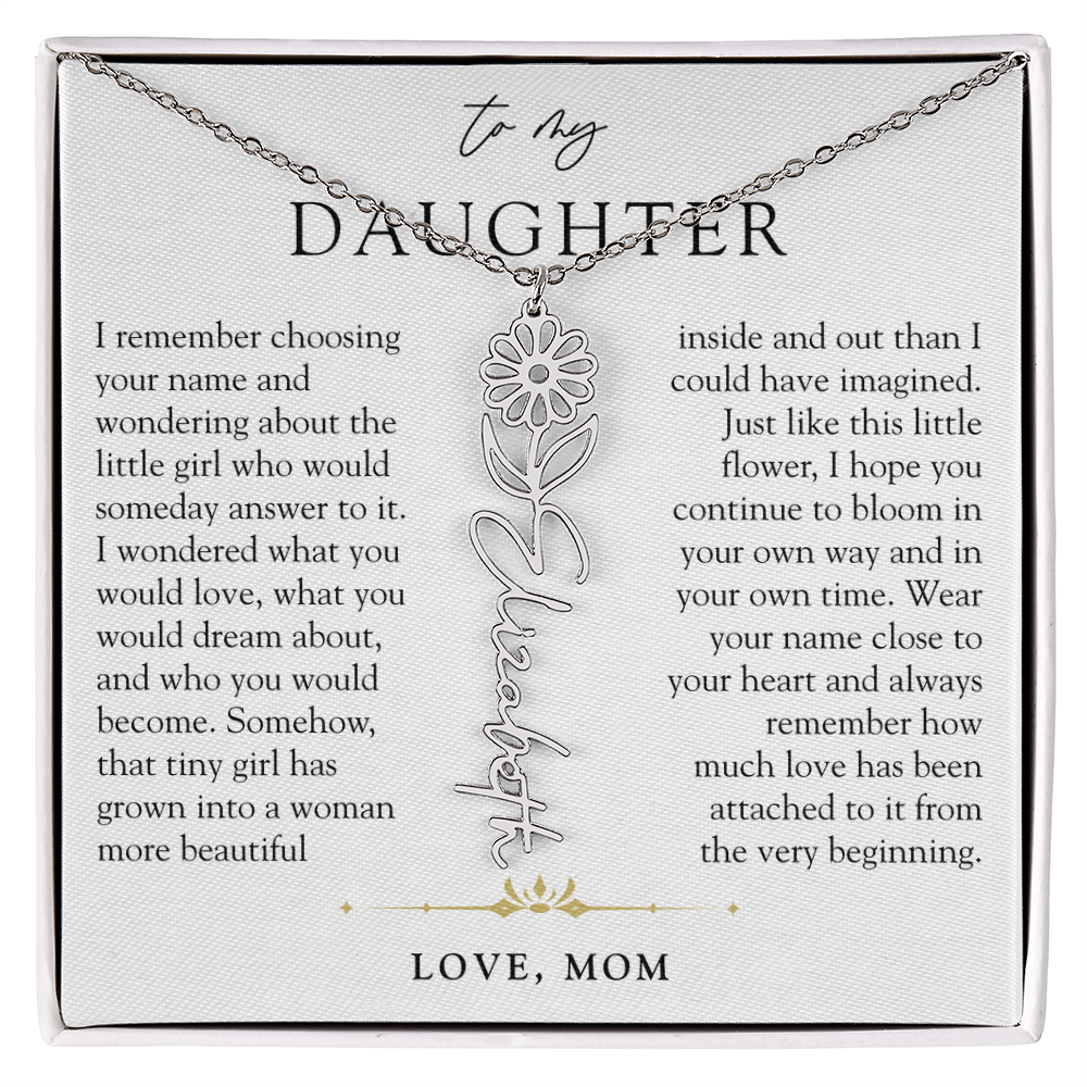 Daughter Birth Flower Custom Name Necklace | Watching You Bloom