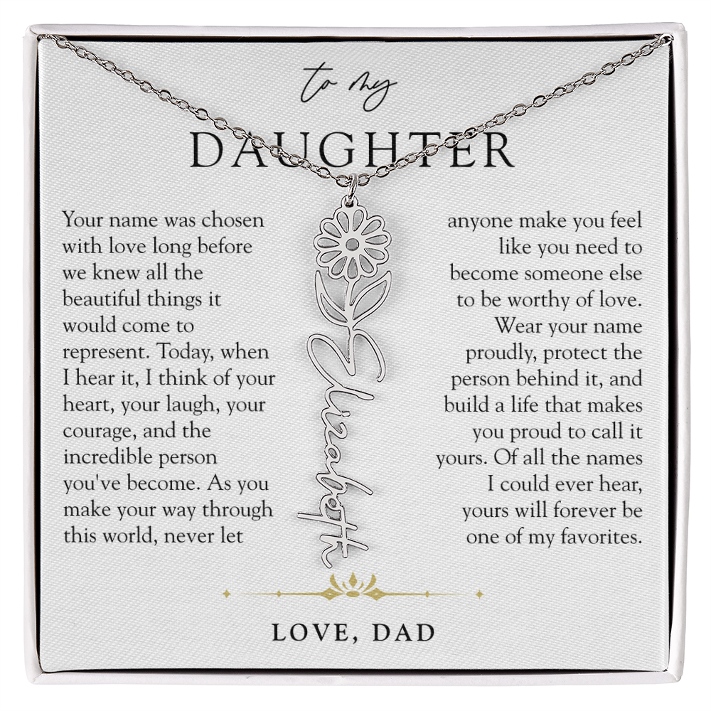 Daughter Birth Flower Custom Name Necklace | Wear Your Name Proudly