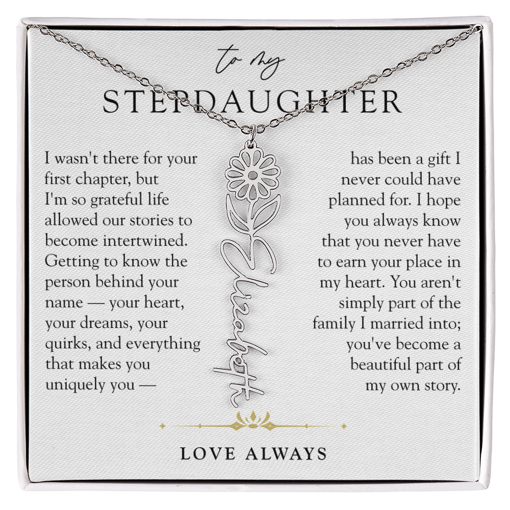 Step Daughter Birth Flower Custom Name Necklace | A Beautiful Part Of My Story
