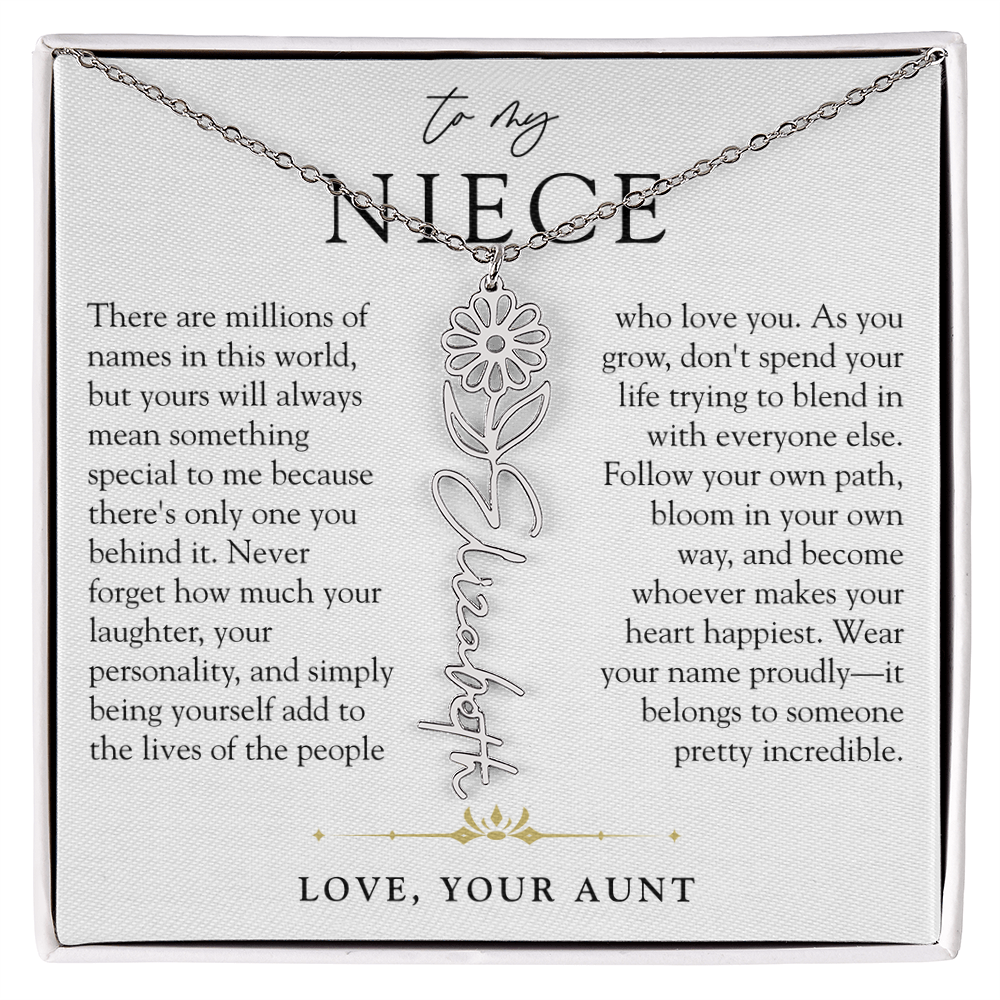Niece Birth Flower Custom Name Necklace | There's Only One You