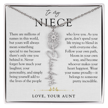Niece Birth Flower Custom Name Necklace | There's Only One You