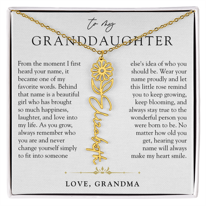 Granddaughter Birth Flower Custom Name Necklace | A Name So Precious