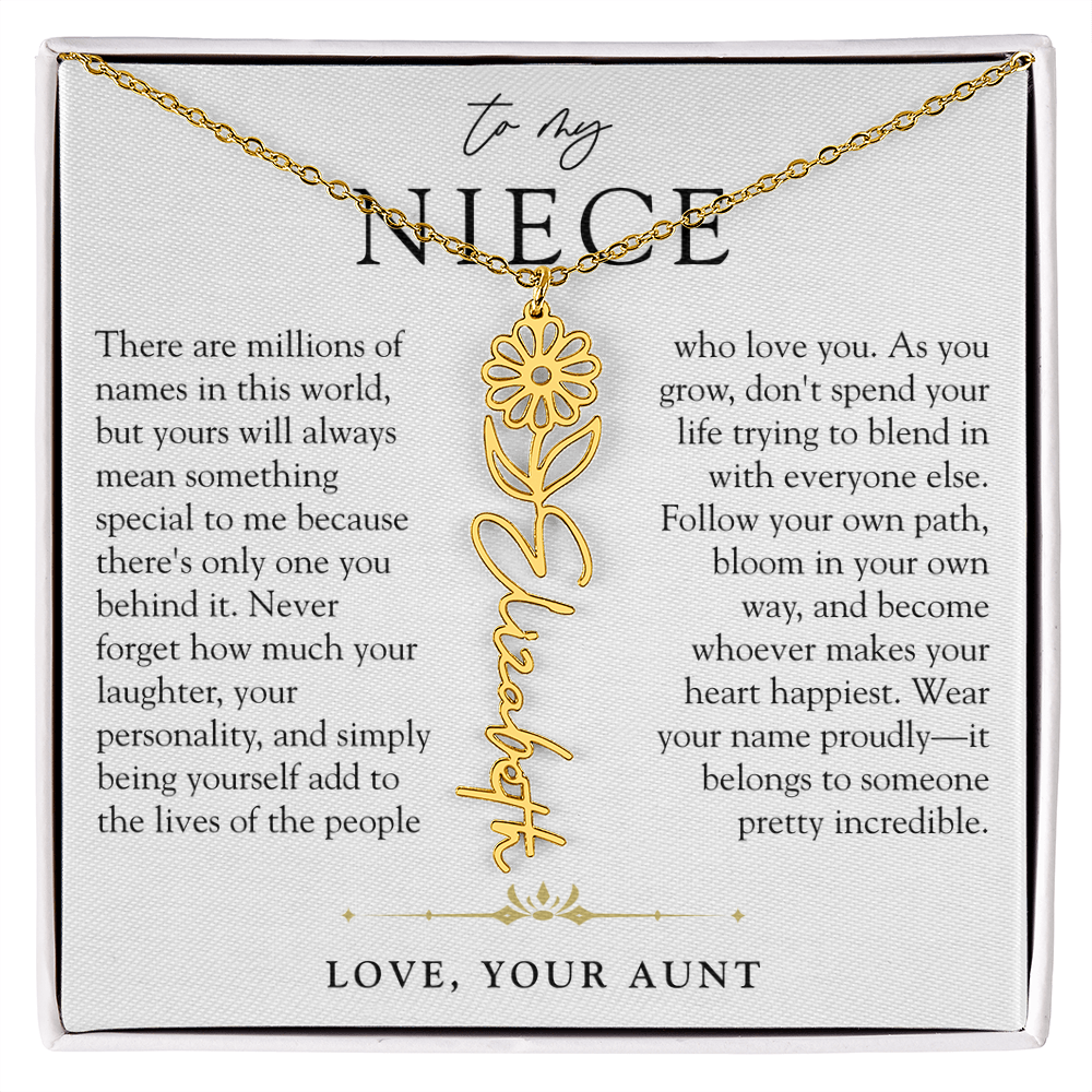 Niece Birth Flower Custom Name Necklace | There's Only One You
