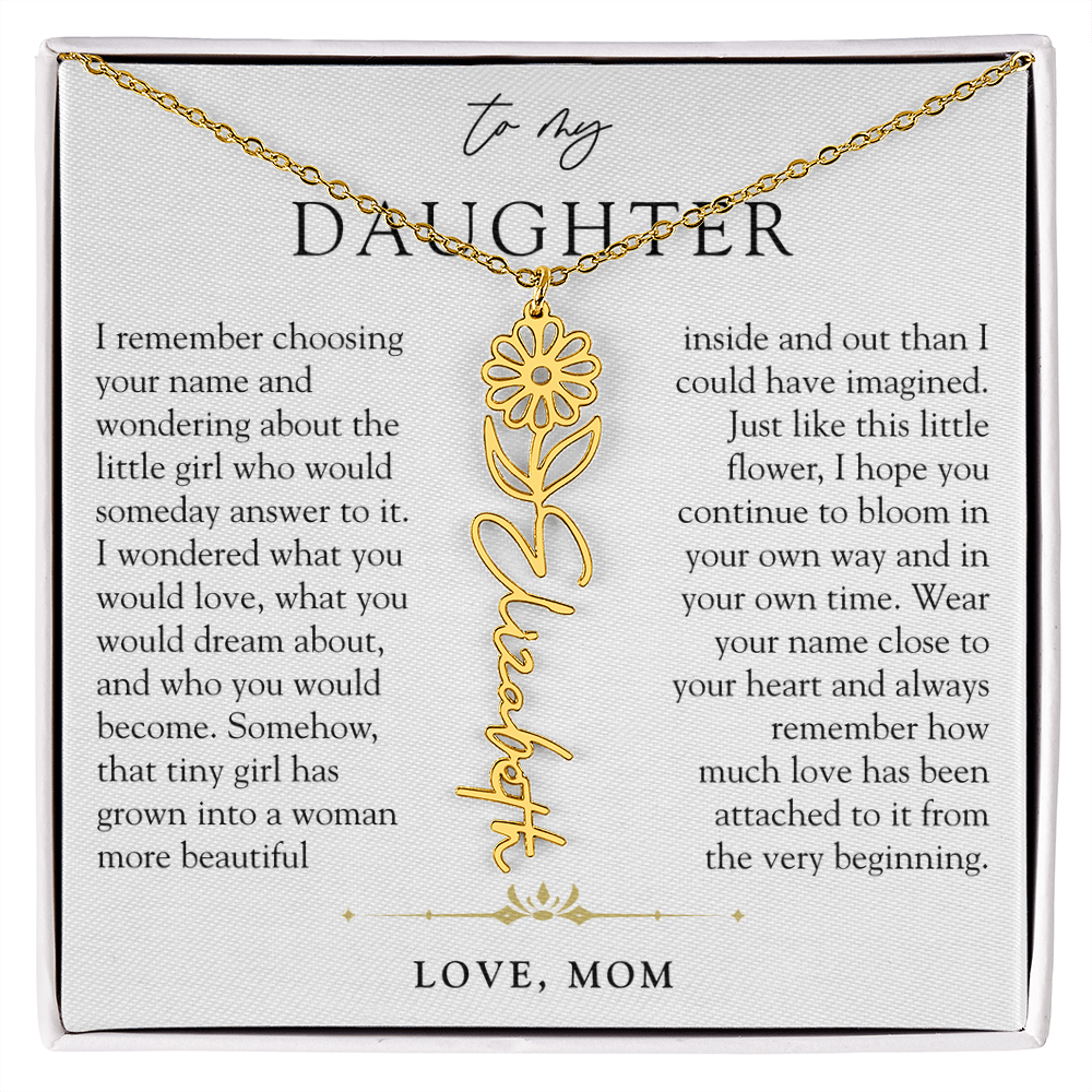 Daughter Birth Flower Custom Name Necklace | Watching You Bloom