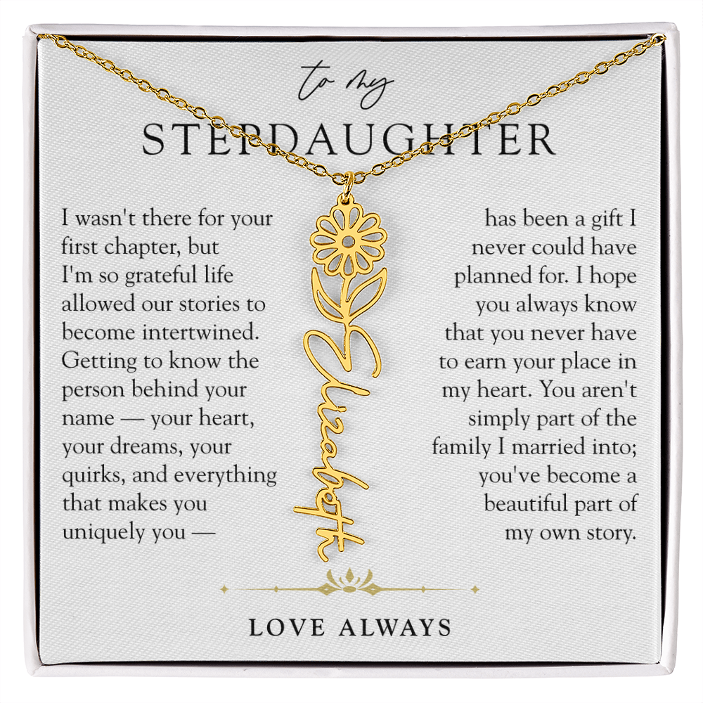 Step Daughter Birth Flower Custom Name Necklace | A Beautiful Part Of My Story