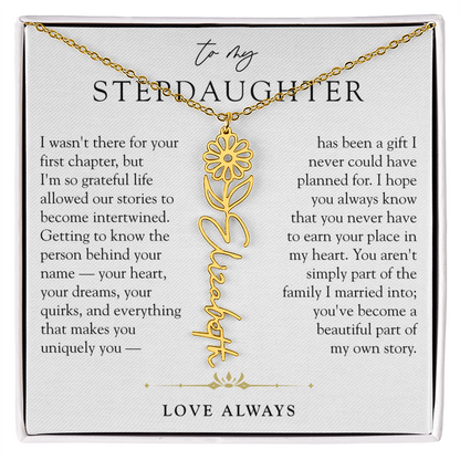 Step Daughter Birth Flower Custom Name Necklace | A Beautiful Part Of My Story
