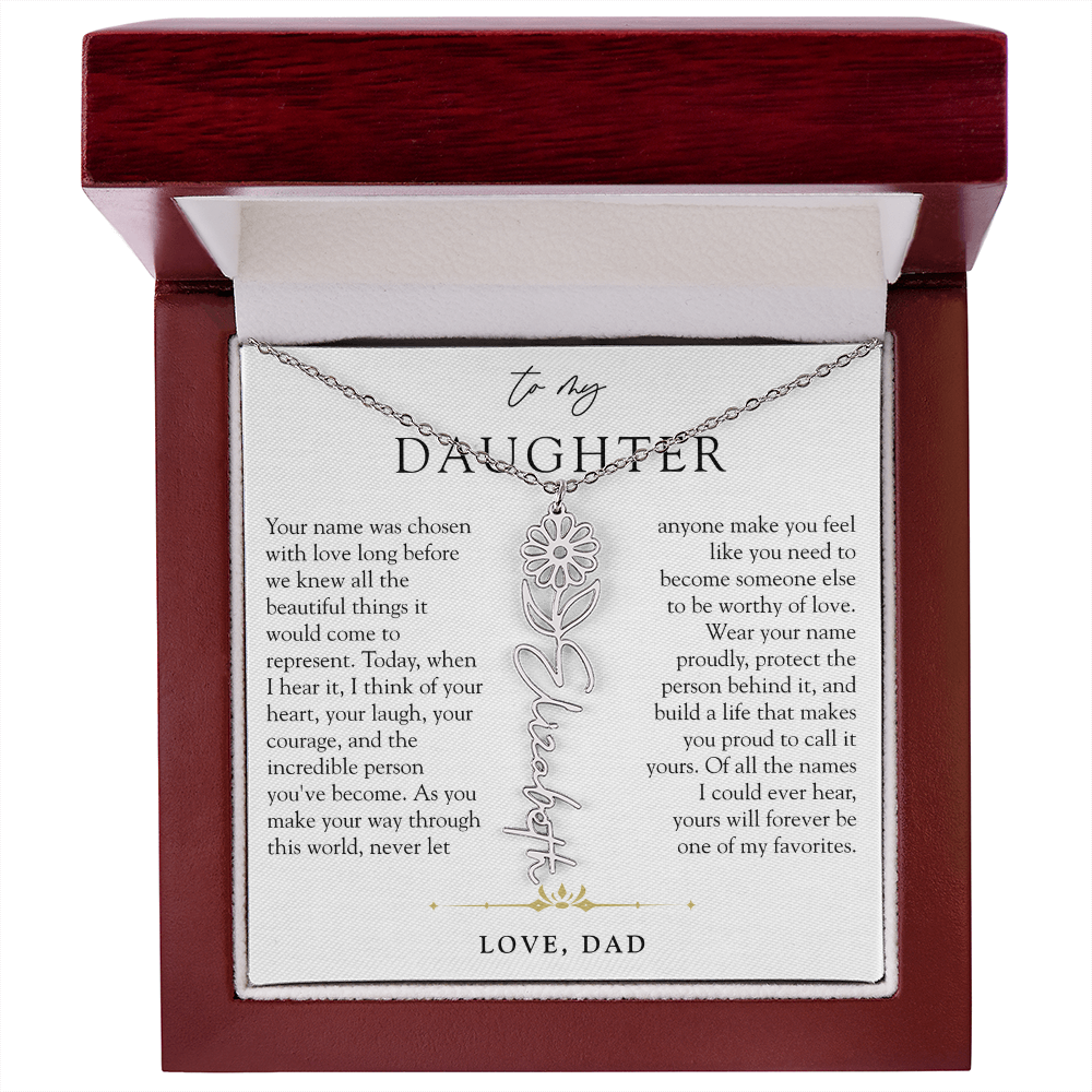 Daughter Birth Flower Custom Name Necklace | Wear Your Name Proudly