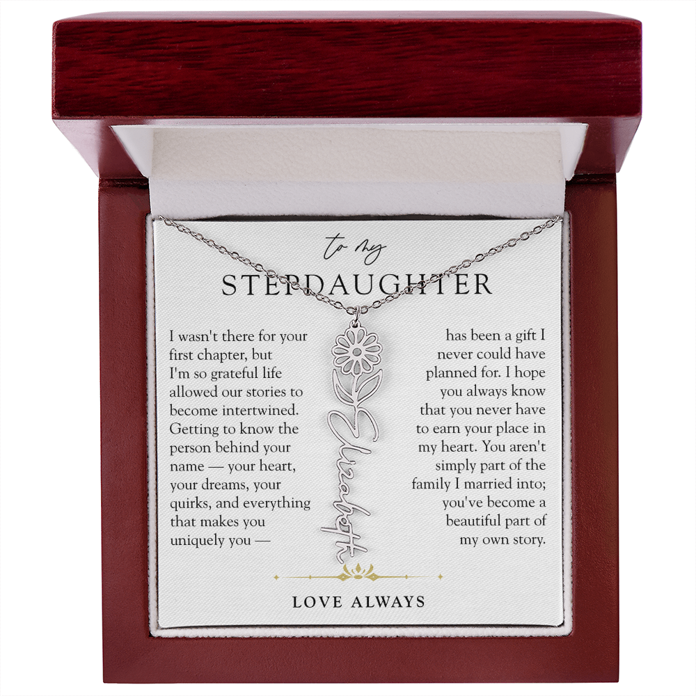 Step Daughter Birth Flower Custom Name Necklace | A Beautiful Part Of My Story