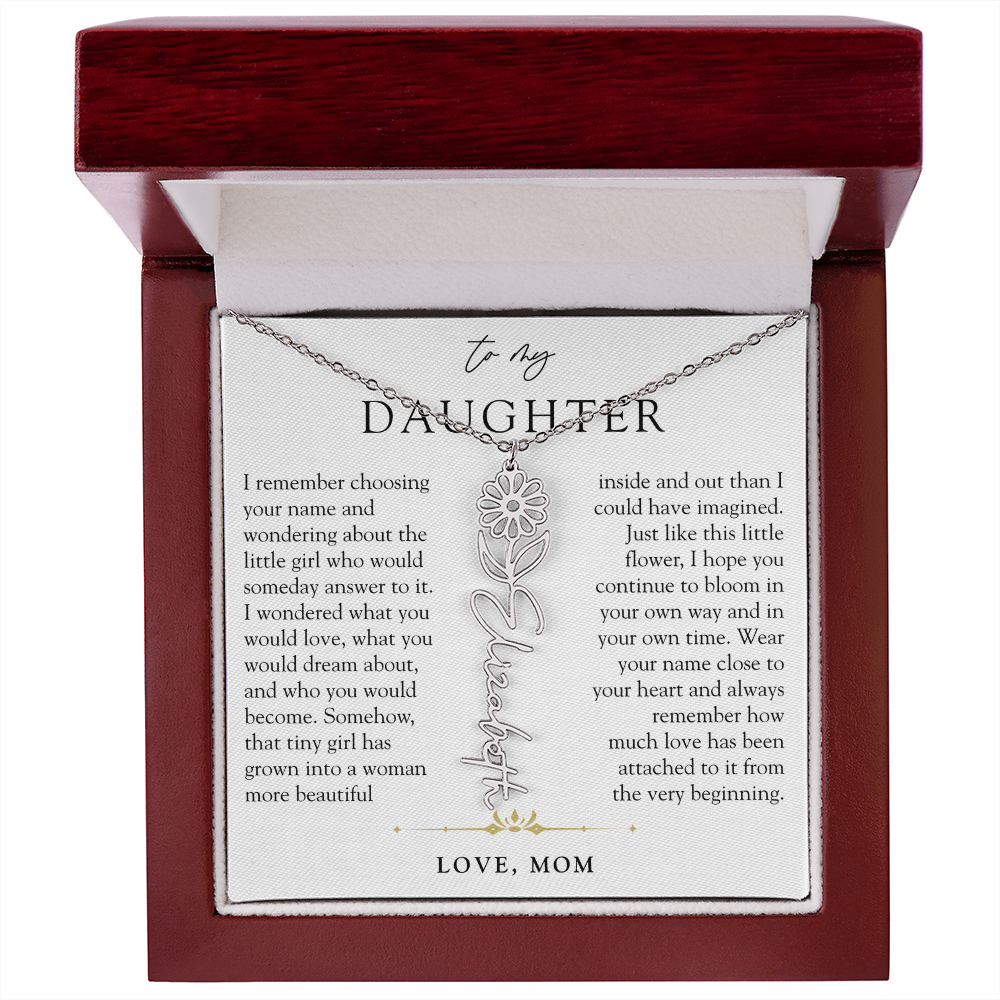 Daughter Birth Flower Custom Name Necklace | Watching You Bloom