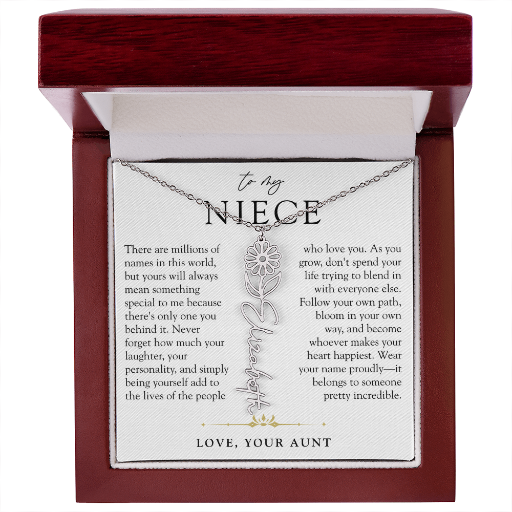 Niece Birth Flower Custom Name Necklace | There's Only One You
