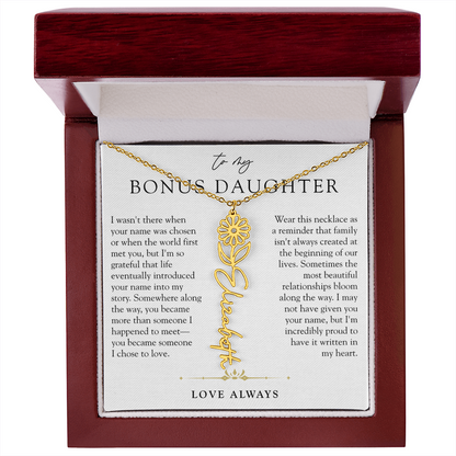 Bonus Daughter Birth Flower Custom Name Necklace | Chosen By Heart