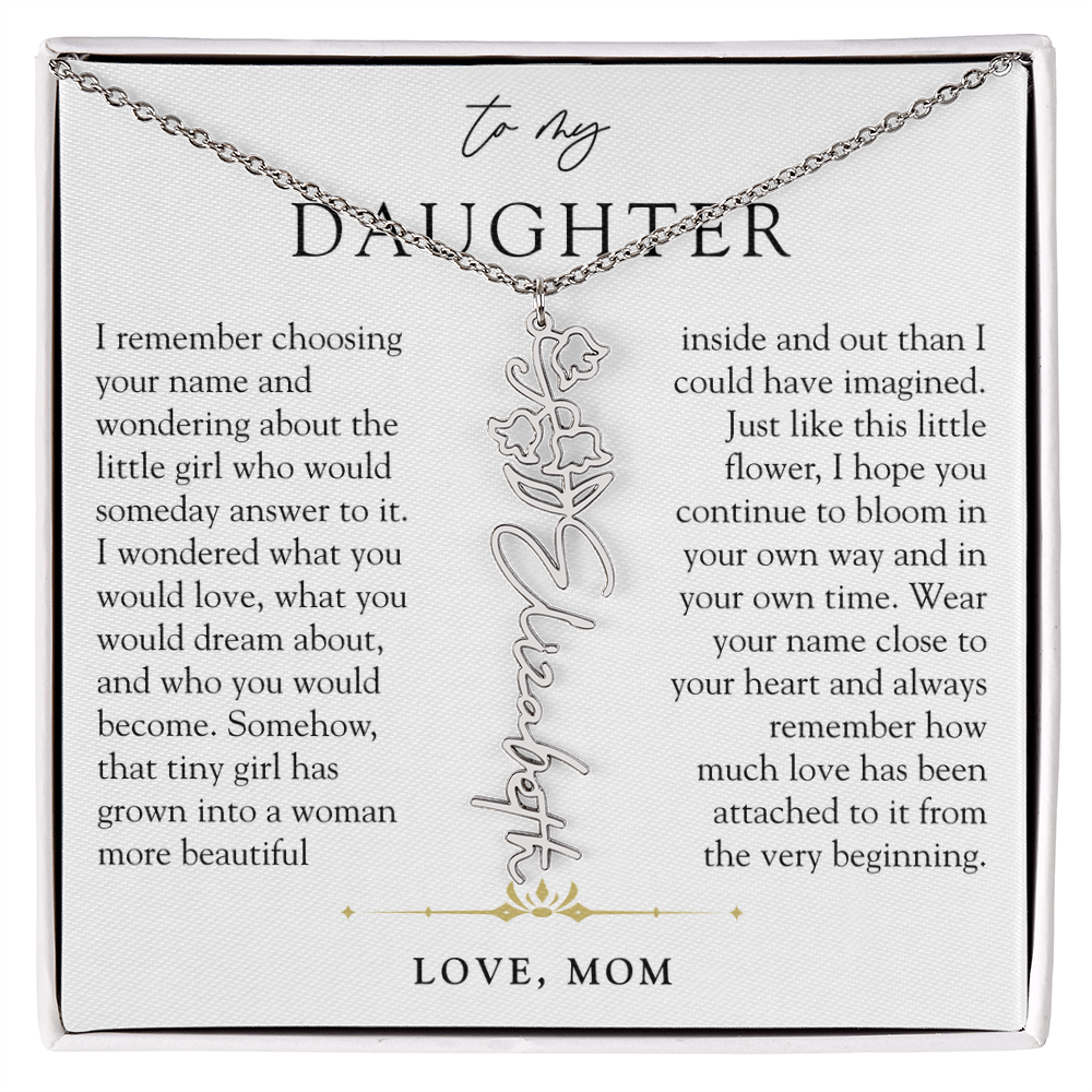 Daughter Birth Flower Custom Name Necklace | Watching You Bloom