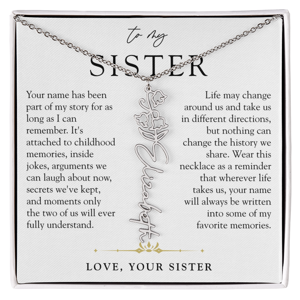 Sister Birth Flower Custom Name Necklace | Your Name is Part of My Story