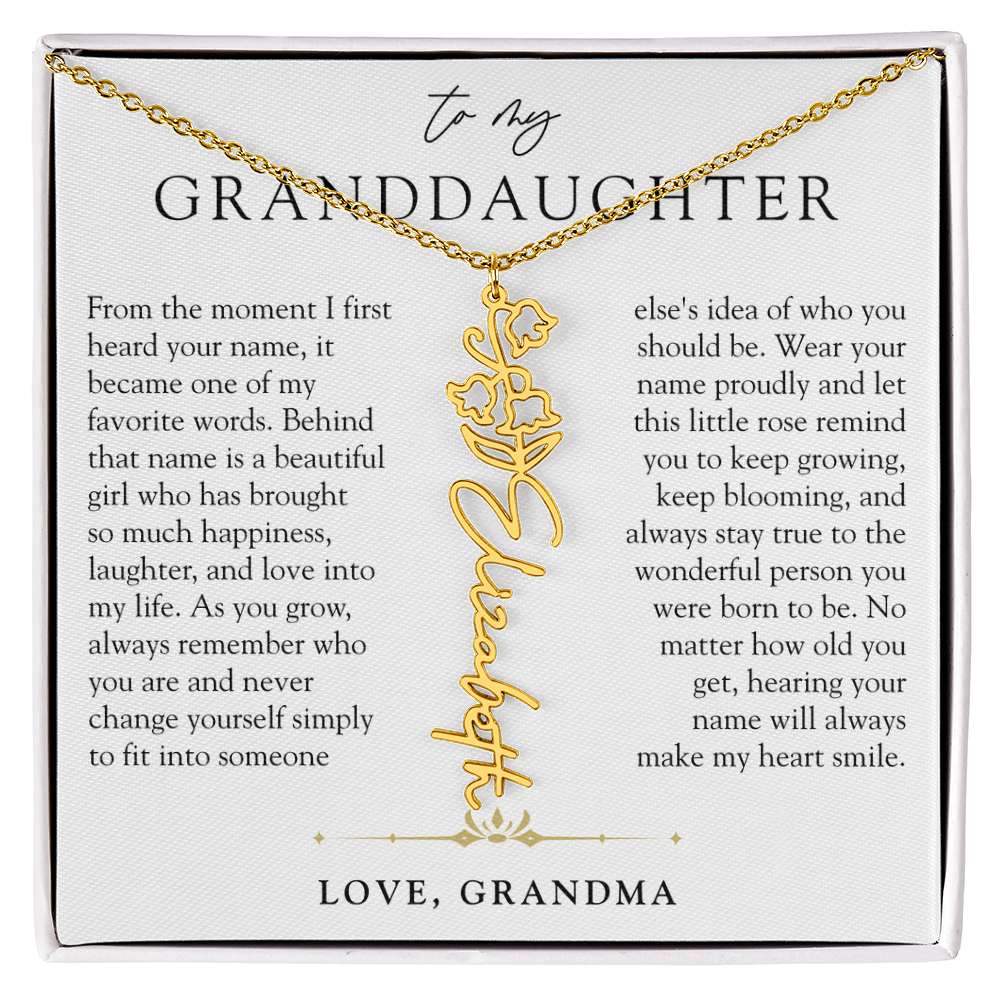 Granddaughter Birth Flower Custom Name Necklace | A Name So Precious